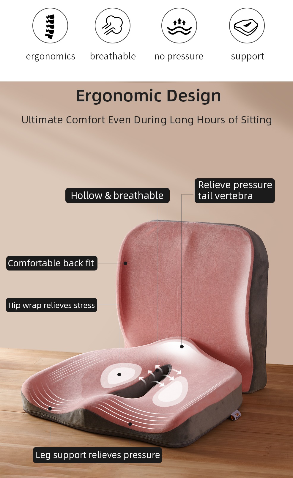 Pregnancy Seat Cushion: Memory Foam Pad for Office Chairs, Pain Relief and Improved Comfort
