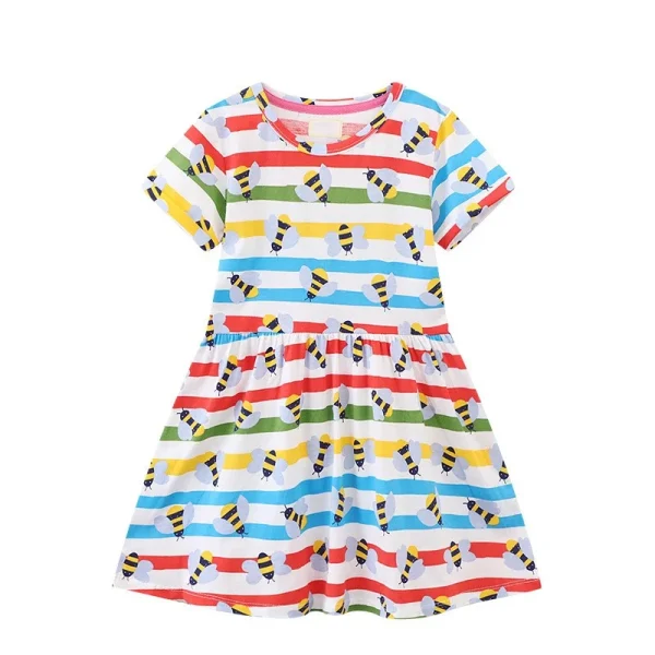 Girls Blue Equestrian Horse Applique Short Sleeve Summer Party Casual Dress - 2-8 Years - Image 3