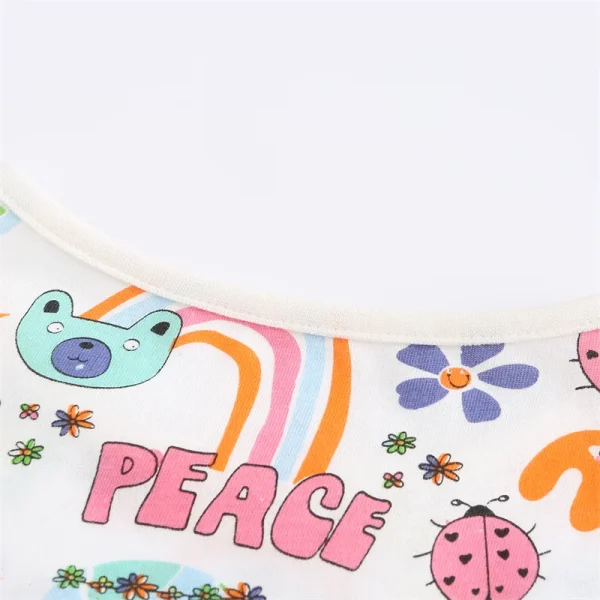 Girls' Summer Dress with Happiness, Peace Cartoon Print - Short Sleeve, Sizes 2-7 Years - Image 6