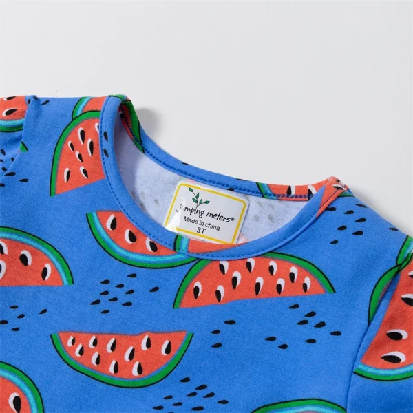 Girls' Blue Dress with Allover Watermelon Halves - Sizes 2-7 Years - Image 4