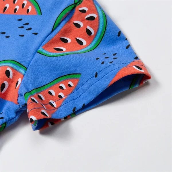 Girls' Blue Dress with Allover Watermelon Halves - Sizes 2-7 Years - Image 6