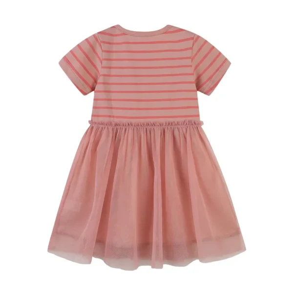 Pink Bunny Tutu Dress – Short Sleeve Striped Party Outfit for Girls 2-7 Years - Image 2