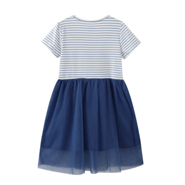 Girls Floral Party Dress – Striped Cotton Tulle Outfit for Birthdays & Special Occasions 2-7T 👗🌼💙 - Image 2