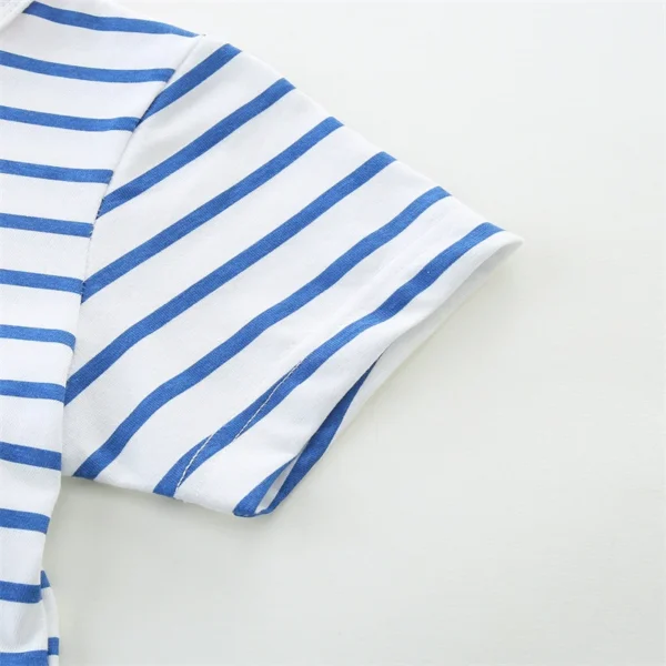 Ocean-Themed Striped Summer Dress – Cotton Party Outfit for Girls 2-7T 🌊🐠✨ - Image 5