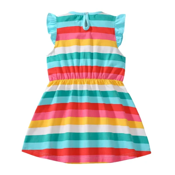 ainbow Striped Ruffle Sleeve Dress – Girls Summer Outfit 2-7T 🌈👗✨ - Image 2