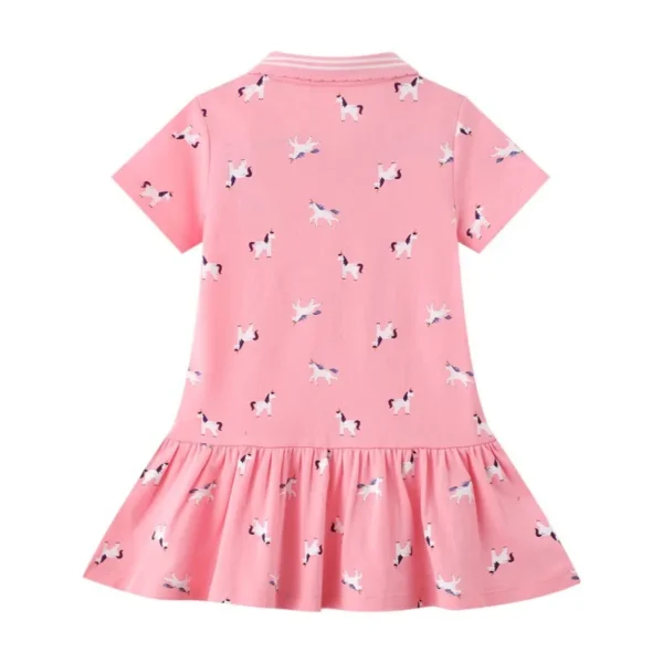 Unicorn Print Polo Tennis Dress for Girls – Summer Short Sleeve Toddler Dress 2-7T 🦄💖 - Image 2