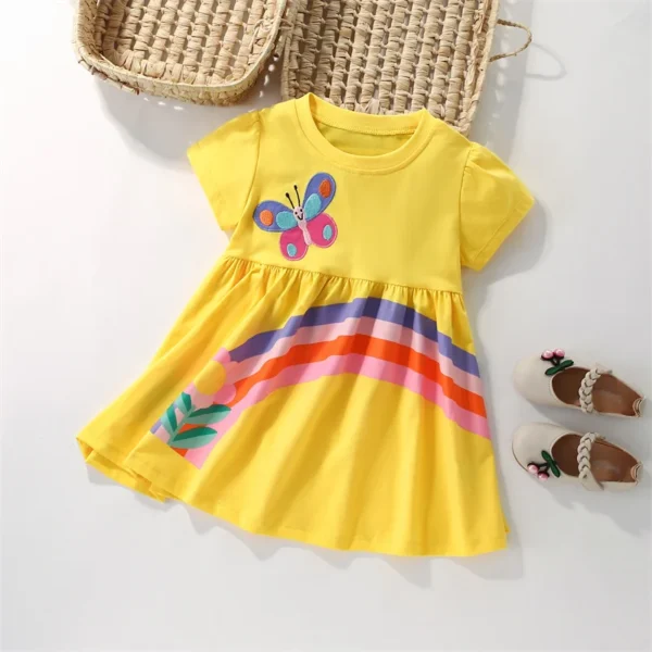 Butterfly & Rainbow Yellow Summer Dress – Girls' Party Outfit 3-8T 🦋🌈 - Image 2