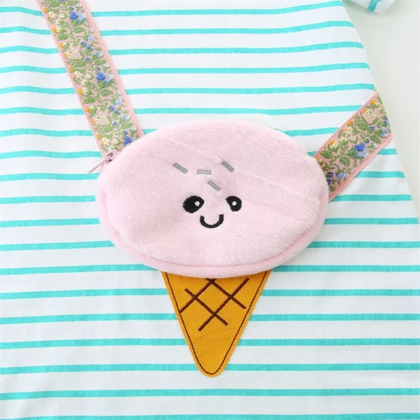 Striped Ice Cream Crossbody Dress – Girls' Summer Outfit 2-7T 🍦💙 - Image 4