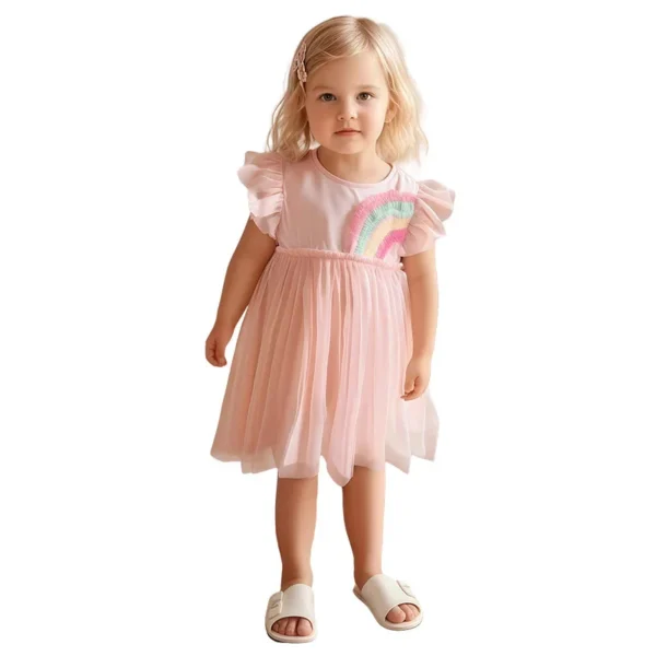 Pink Rainbow Tutu Dress – Sleeveless Party Outfit for Girls 2-7 Years 🛍️✨