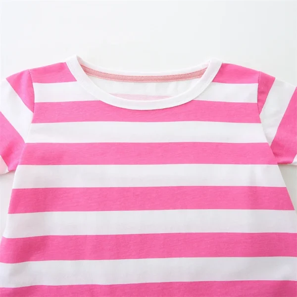 Striped Bee Applique Dress – Girls Summer Cotton Outfit 2-7T - Image 3