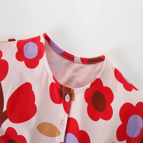 Red Floral Print Summer Dress – Cotton Party Outfit for Girls 3-8T 🌺✨ - Image 4