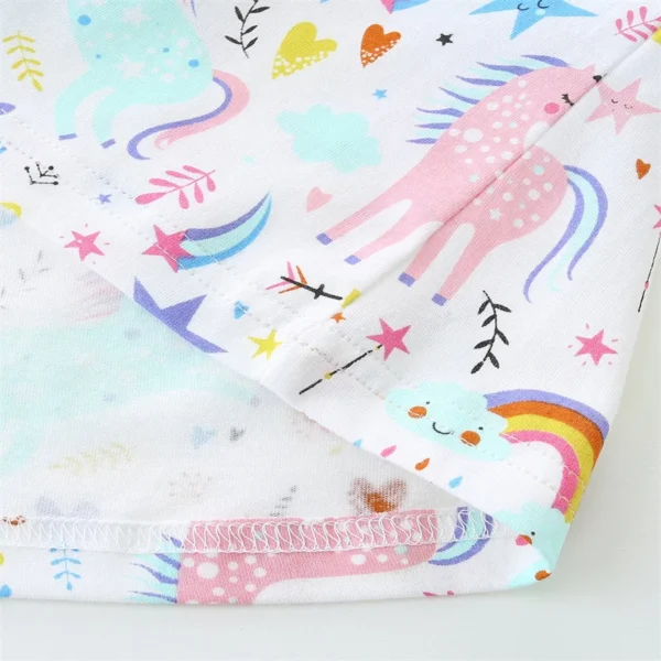 White Unicorn & Rainbow Print Short Sleeve Dress – Sizes 2T-7T 🌈🦄 - Image 6