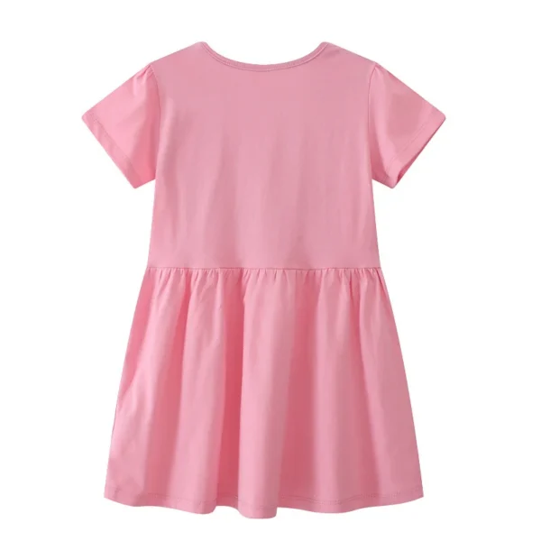 Pink Animals Applique Summer Dress 2-7T with Squirrel & Bunny Embroidery - Short Sleeves 🎉🐿️🐇 - Image 2