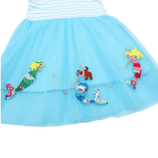 Blue Mermaid Princess Mesh Dress – Sleeveless Party Outfit for Girls 2-7 Years - Image 5