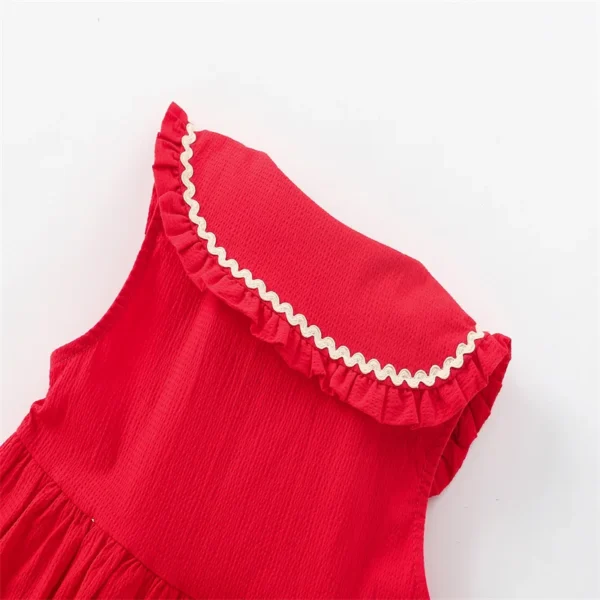 Red Collar Sleeveless Summer Girls Dress 🎀 Party Birthday Outfit 3-8T - Image 6