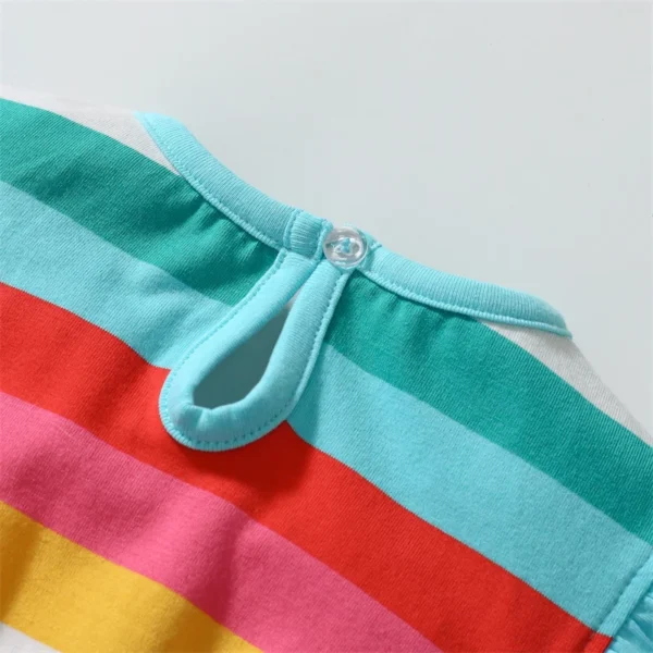 ainbow Striped Ruffle Sleeve Dress – Girls Summer Outfit 2-7T 🌈👗✨ - Image 5