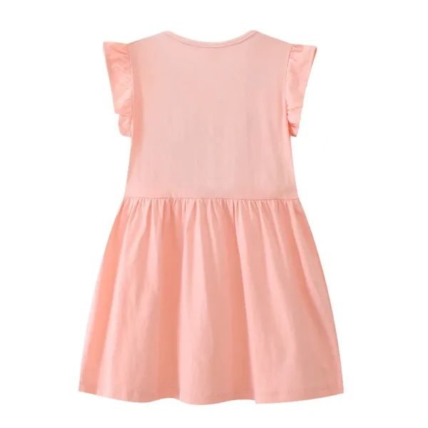 Pink Fox Heart Dress – Sleeveless Ruffle Cotton Party Outfit for Girls 2-7 Years - Image 2