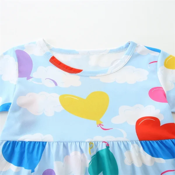 Blue Heart Balloon Print Summer Dress – Cute & Playful 🎈💙 3-8T - Image 3