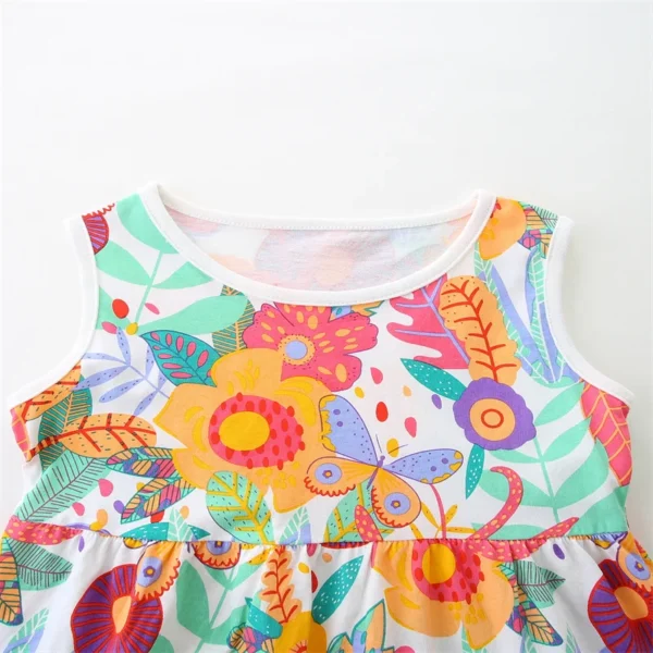 Colorful Floral Print Dress – Sleeveless Cotton Summer Outfit for Girls 2-7 Years 🌺🌼 🌻 - Image 4