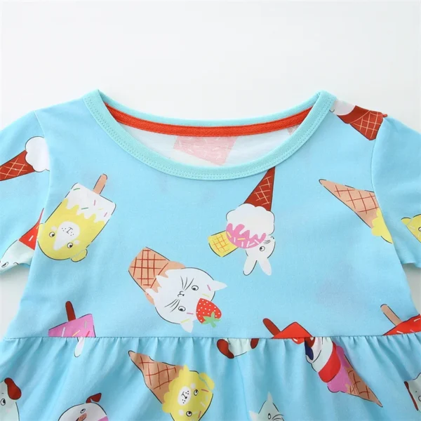 Blue Ice Cream Print Dress – Striped Pocket Cotton Summer Dress for Girls 2-7T 🍦🎀 - Image 6