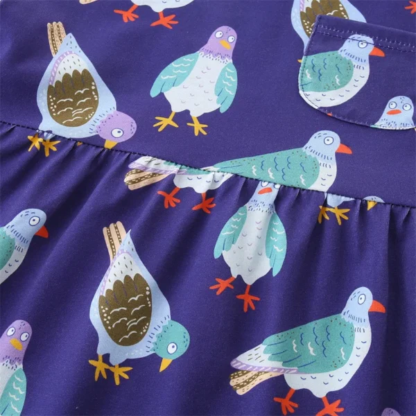 Purple Pigeon Print Dress – Fun & Playful Cotton Outfit for Girls 2-7T 🕊️💜 - Image 5