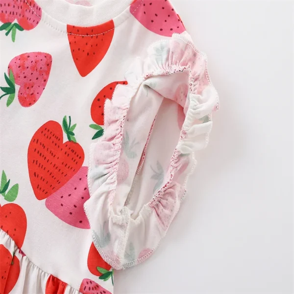 Strawberry Print Summer Dress – Cotton Party Outfit for Girls 3-8T ✨🍓 - Image 4