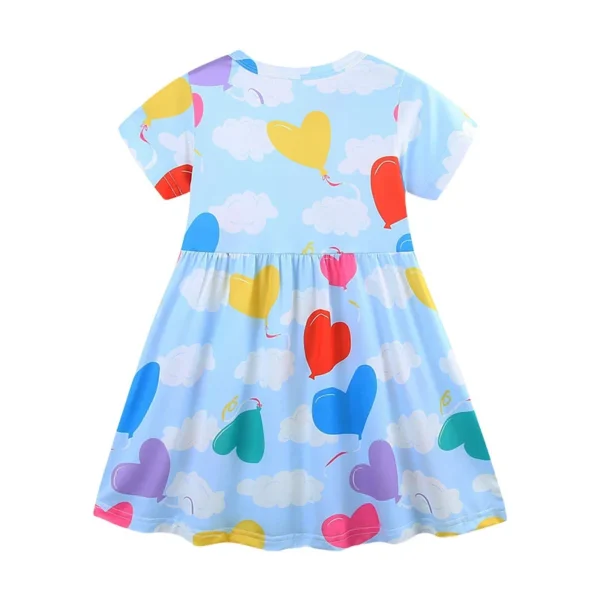 Blue Heart Balloon Print Summer Dress – Cute & Playful 🎈💙 3-8T - Image 2