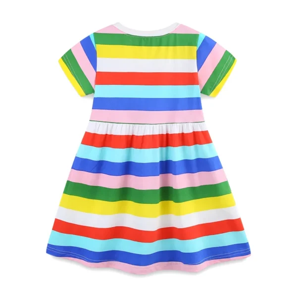 Rainbow Striped Summer Dress with Pockets for Girls – 2-7T Short Sleeve Kids Party & School Dress 🌈👗 - Image 2