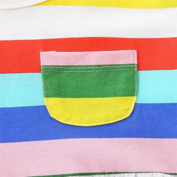 Rainbow Striped Summer Dress with Pockets for Girls – 2-7T Short Sleeve Kids Party & School Dress 🌈👗 - Image 4