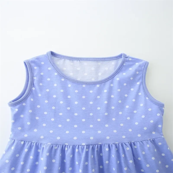 Lavender Hedgehog Polka Dot Dress – Sleeveless Cotton Party Outfit for Girls 2-7T - Image 3