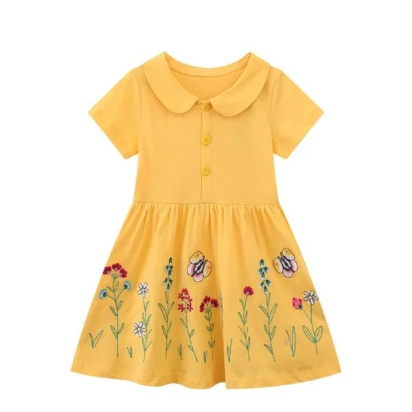 Yellow Floral Embroidery Dress – Girls Summer Outfit 2-8T 🌻🐝