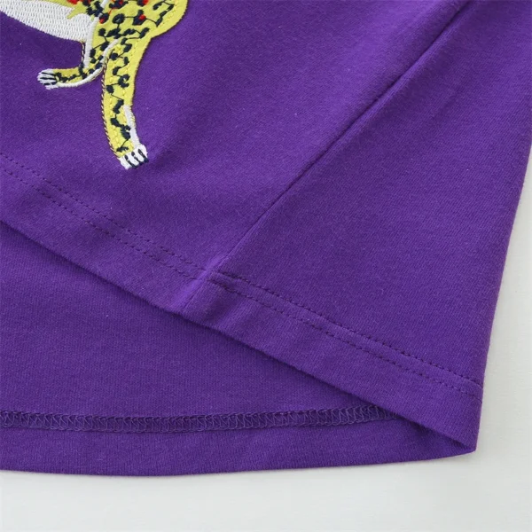 Purple Safari Animal Dress – Short Sleeve Striped Cotton Outfit for Girls 2-7 Years - Image 6