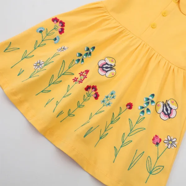 Yellow Floral Embroidery Dress – Girls Summer Outfit 2-8T 🌻🐝 - Image 4