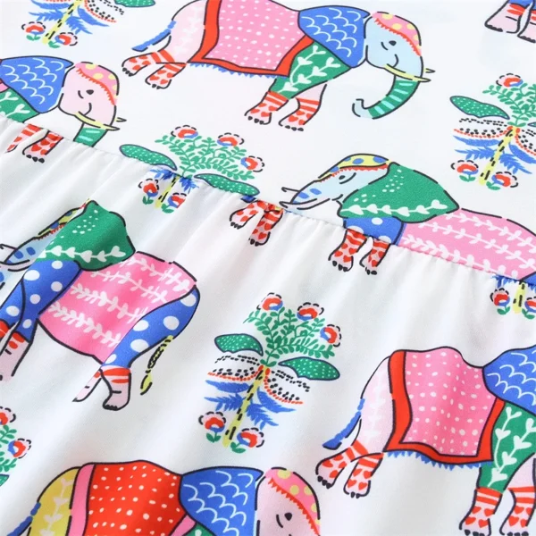 Sleeveless White Elephant Print Girls Dress – Summer Party Outfit for Kids 3-8T 🎀🐘 - Image 5