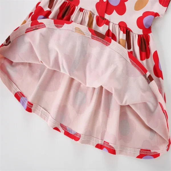 Red Floral Print Summer Dress – Cotton Party Outfit for Girls 3-8T 🌺✨ - Image 5