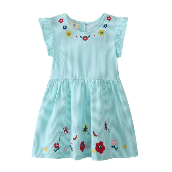 Girls Floral Embroidery Dress - 2-7T Sleeveless Summer Princess Dress with Cute Flower & Butterfly Design 🌼🦋👗