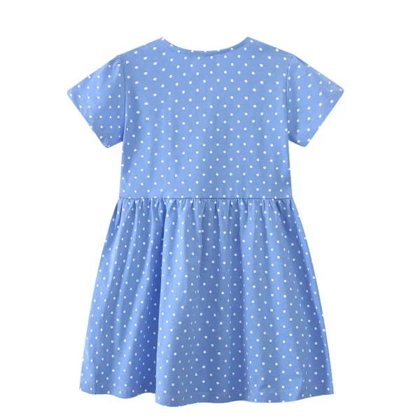 Blue Swan Embroidery Dress with Buttons - Short Sleeve Birthday Party Toddler Wear  2-7T 💙🦢👗 - Image 2