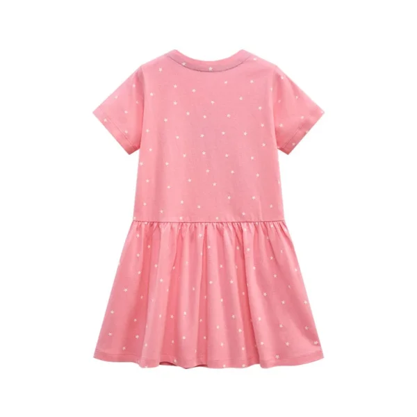 Pink Girls Unicorn Dress – Short Sleeve Polka Dot Party Outfit (2-7 Years) - Image 2