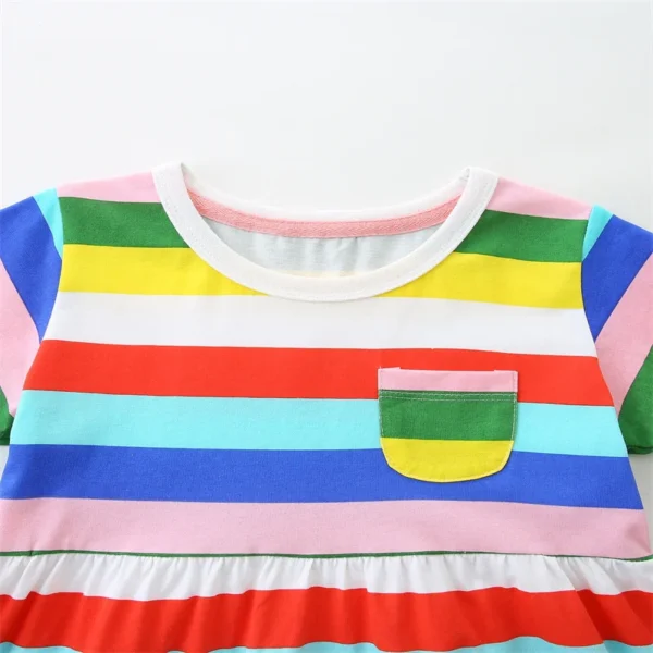 Rainbow Striped Summer Dress with Pockets for Girls – 2-7T Short Sleeve Kids Party & School Dress 🌈👗 - Image 3