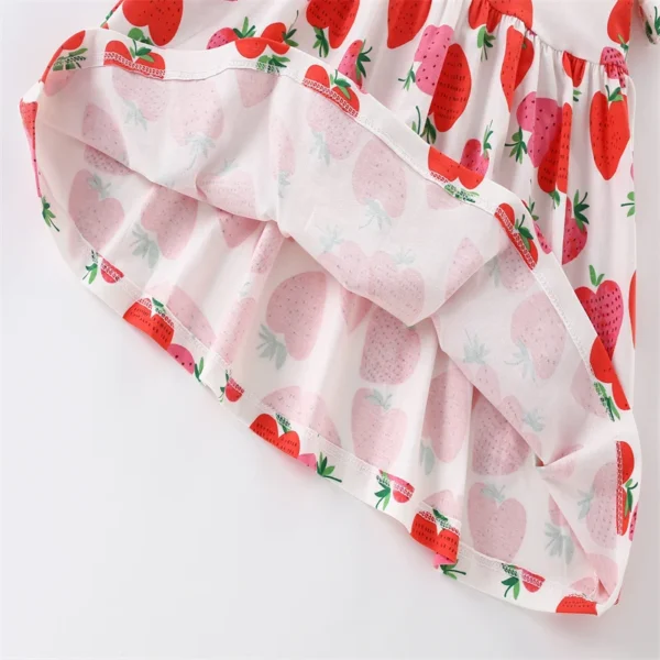 Strawberry Print Summer Dress – Cotton Party Outfit for Girls 3-8T ✨🍓 - Image 6