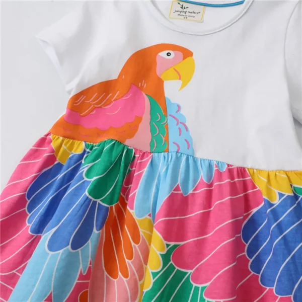 Parrot Print Summer Dress – Colorful Cotton Outfit for Girls 2-7T 🦜🌈 - Image 3