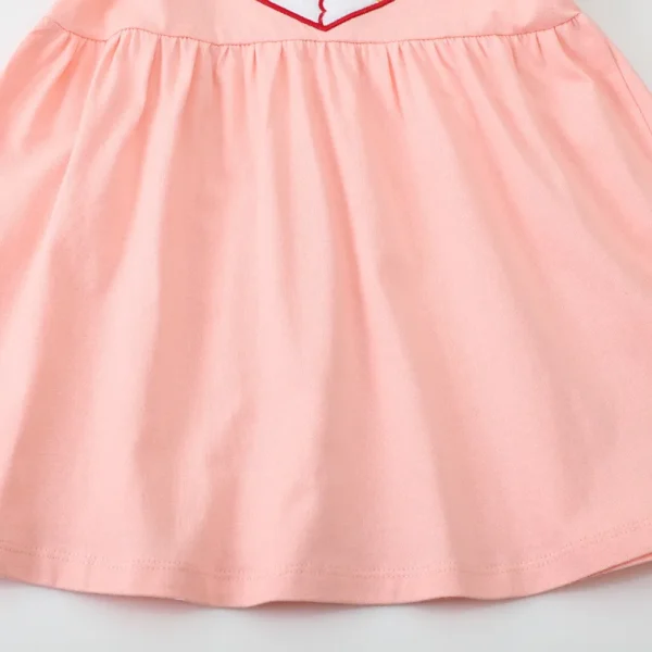 Pink Fox Heart Dress – Sleeveless Ruffle Cotton Party Outfit for Girls 2-7 Years - Image 3