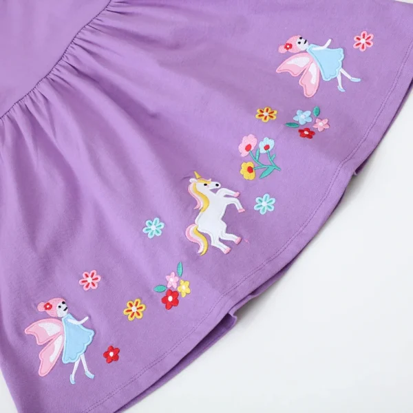 Purple Fairy & Unicorn Embroidered Dress for Girls - 2-7T Summer Party Dress 👗🦄🎉 - Image 3