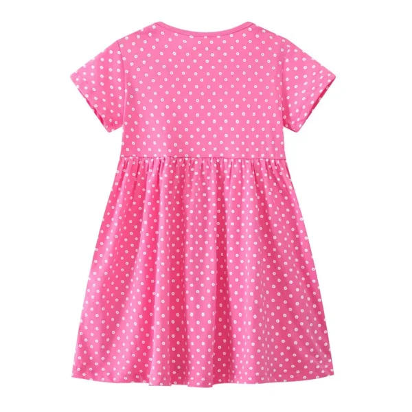 Pink Giraffe Applique Polka Dot Dress – Short Sleeve Summer Outfit for Girls 🦒🎀 2-7T - Image 2