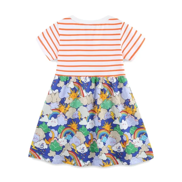 Rainbow & Clouds Print Dress – Short Sleeve Cotton Summer Outfit for Girls 2-7 Years - Image 2