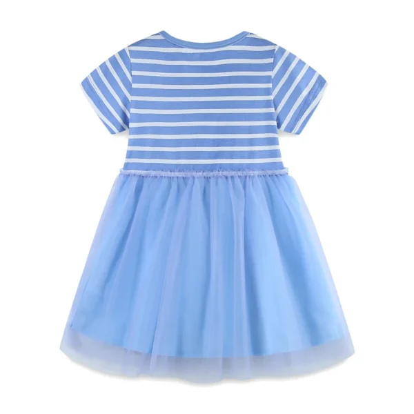 Blue Striped Butterfly Mesh Dress – Short Sleeve Tulle Party Outfit for Girls 2-7 Years 💙🦋👗 - Image 2