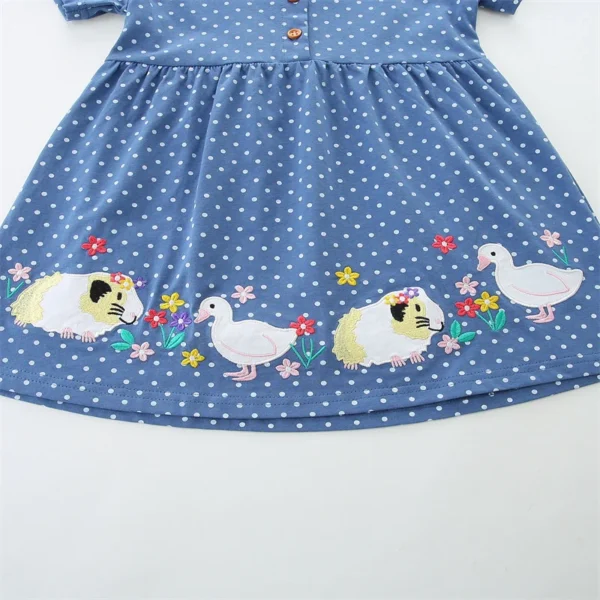 Blue Polka Dot Farm Animal Dress – Girls Summer Outfit 2-7T 🦆🌸👗 - Image 5