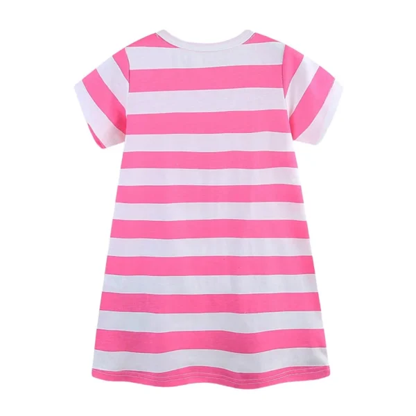 Striped Bee Applique Dress – Girls Summer Cotton Outfit 2-7T - Image 2