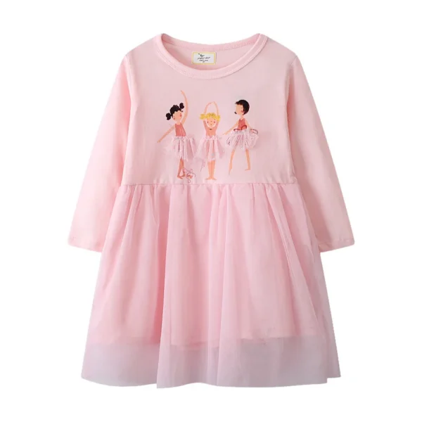 Girls Long Sleeve Princess Dancing Dress – Pink Tutu Birthday Baby Costume – 2-7T 🎀👗🧚‍♀️