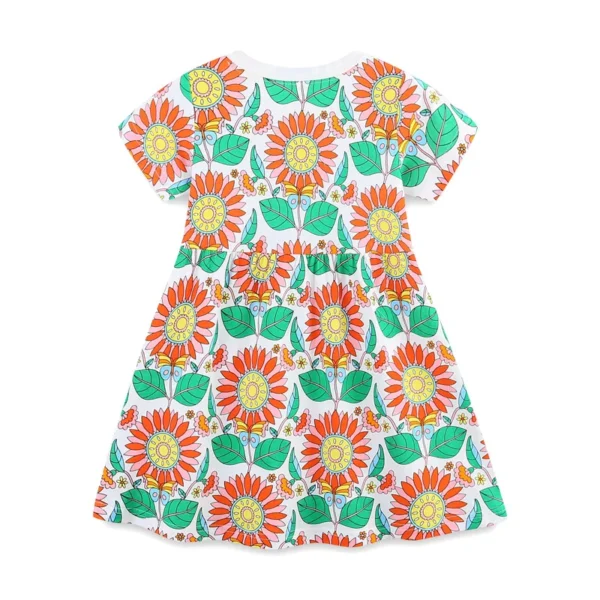 Flower Print Pocket Dress – Short Sleeve Cotton Summer Outfit for Girls 2-7 Years 🌹 🌺 🌼 - Image 2